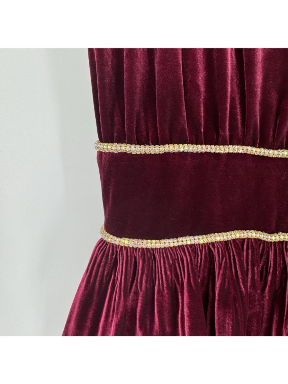 Bronx & Banco Burgundy Velvet Flared Maxi Dress size M US 6 Formal Semi-Formal - Picture 5 of 11
